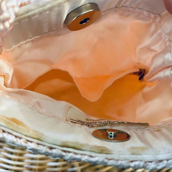 NWT La Regale pink vintage boho macrame beaded purse clutch small evening bag - Picture 4 of 8